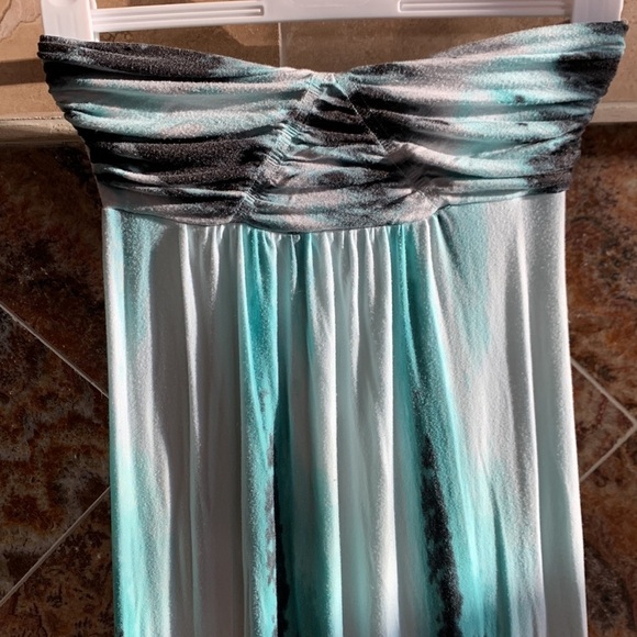 Full Tilt Teal and Black Strapless Tube Maxi Dress Size S - Picture 3 of 9